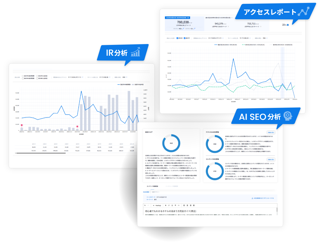 アクセスレポート・IR分析・AI SEO分析